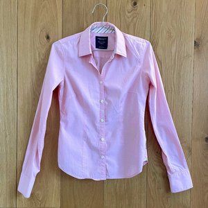 NWT American Eagle Outfitters pink long sleeve button-down tailored shirt stretc